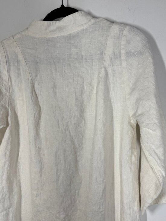 Vintage Harve Benard Linen Dress Cream Embroidered Midi Minimalist Casual - Picture 10 of 16